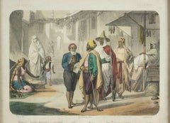Französische viktorianische Algerien-Szene Lithographie