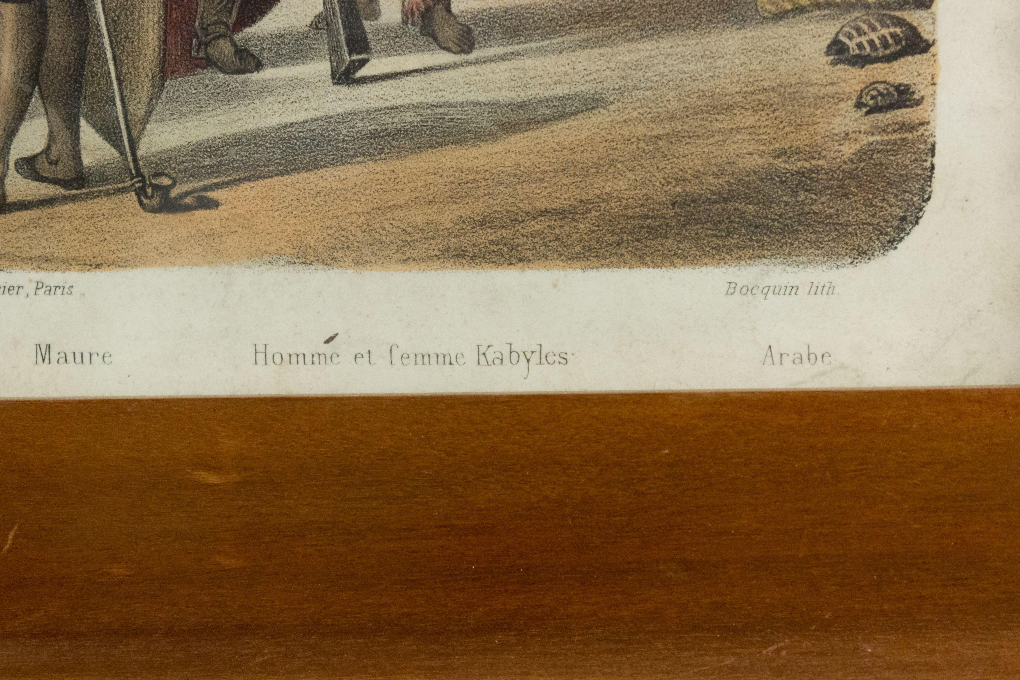 French Victorian Algerian Scene Lithograph (Maurisch) im Angebot
