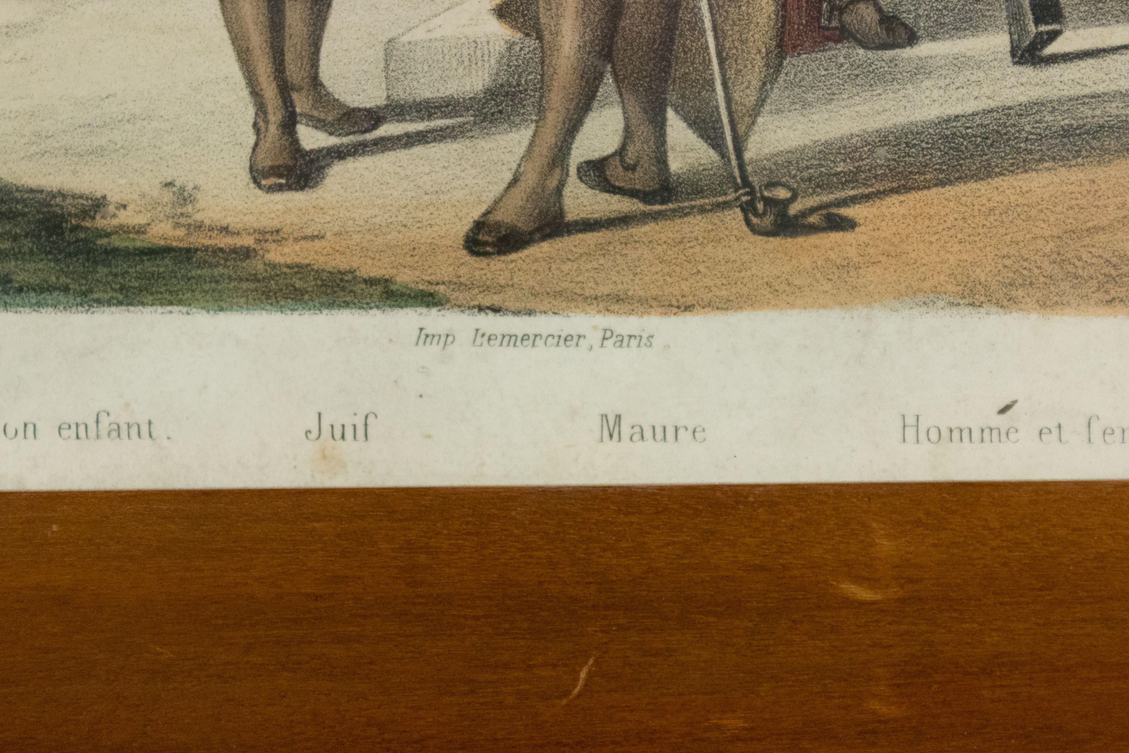 French Victorian Algerian Scene Lithograph (Französisch) im Angebot