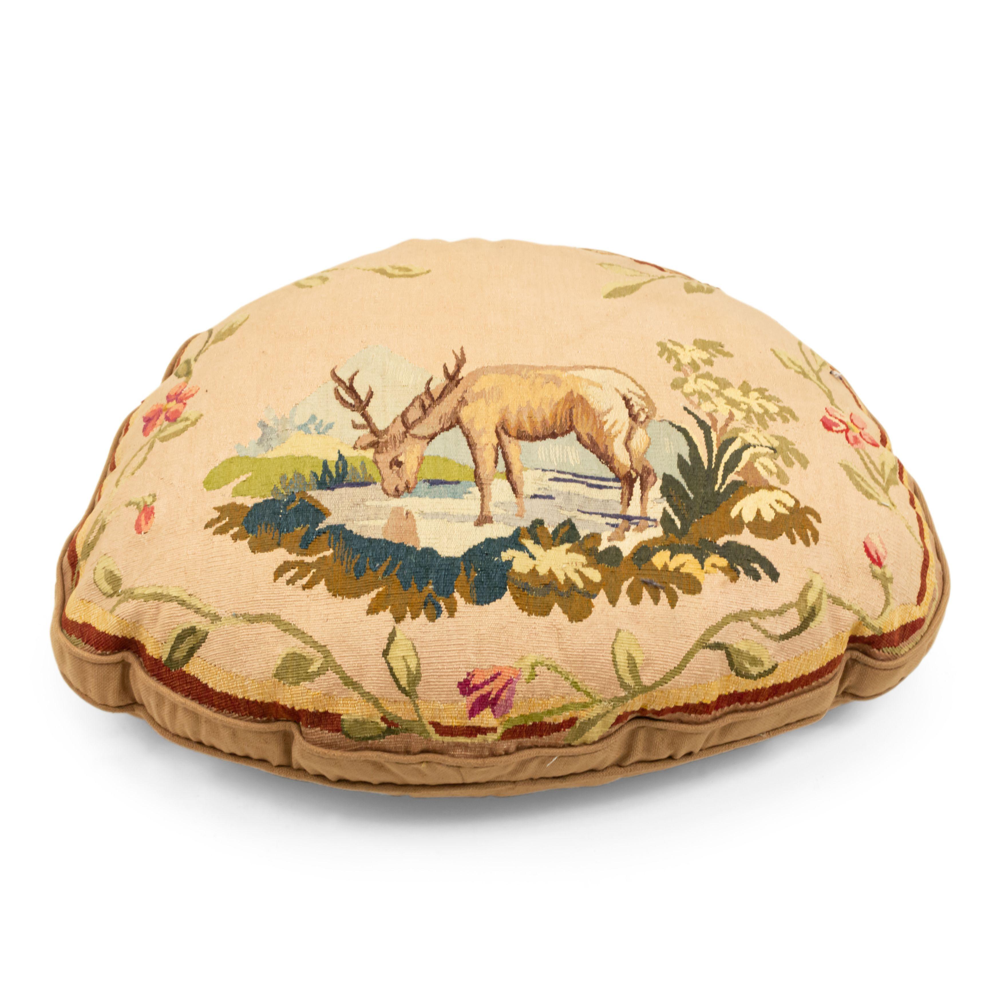 Wool French Victorian Aubusson Pillow of a Deer For Sale