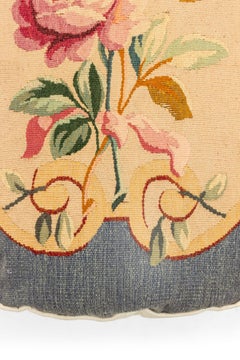 French Victorian Aubusson Pillow with Floral Design