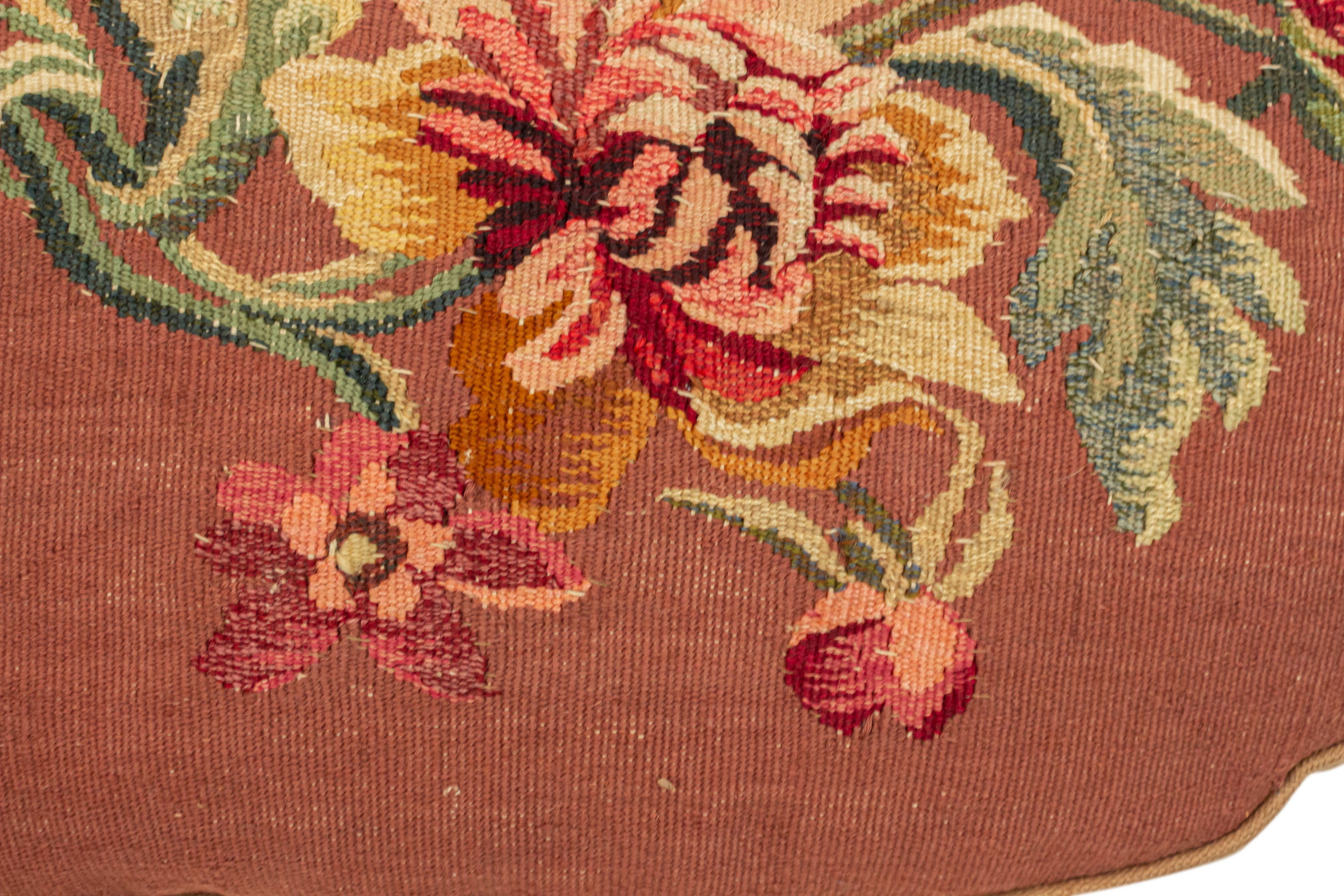 French Victorian Aubusson Pillow with Floral Design In Good Condition For Sale In New York, NY