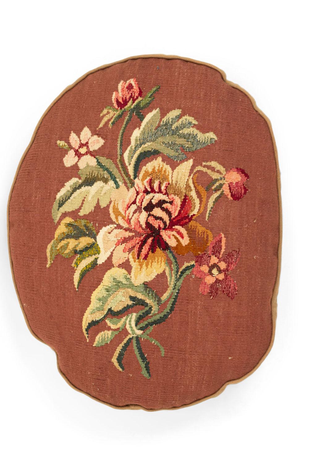 French Victorian Aubusson Pillow with Floral Design For Sale