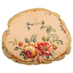 Coussin français victorien Aubusson à motifs floraux