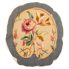 Coussin français victorien Aubusson à motifs floraux