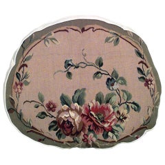 French Victorian Aubusson Pillow with Floral Design