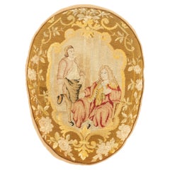 French Victorian Aubusson Pillow with Olive Green Border