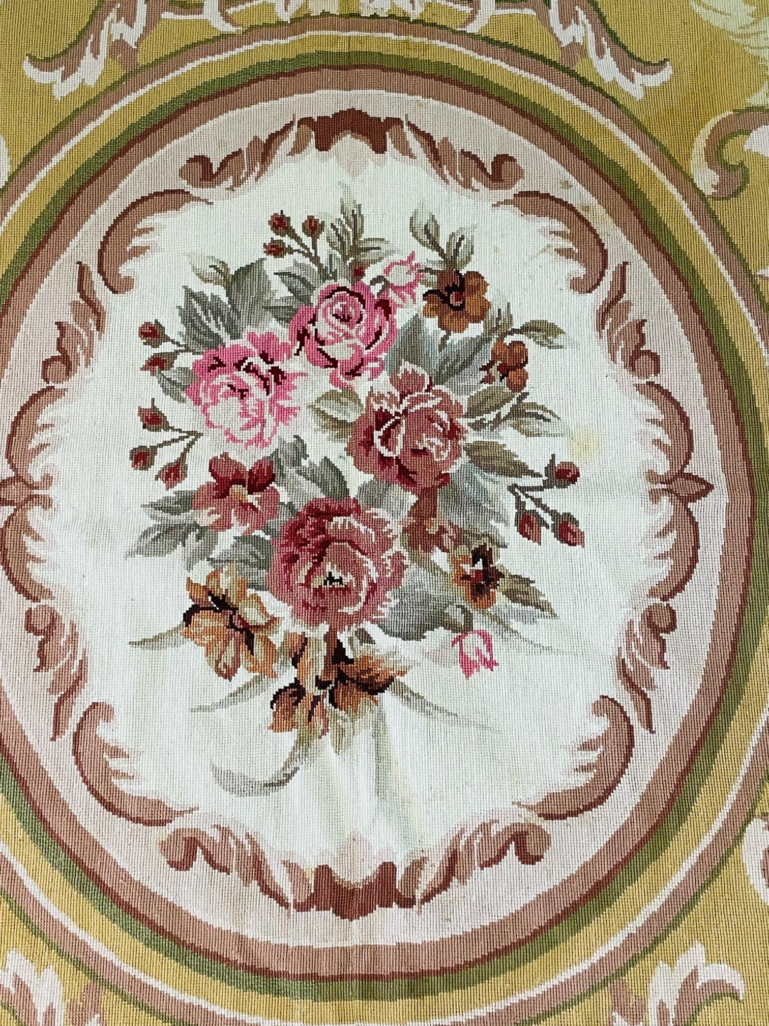 French Victorian Aubusson Style Large Needlepoint Tapestry, Carpet or Rug 7