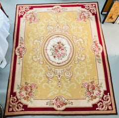 French Victorian Aubusson Style Large Needlepoint Tapestry, Carpet or Rug