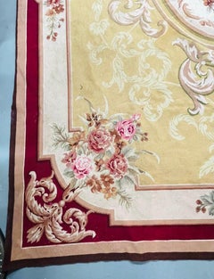 French Victorian Aubusson Style Large Needlepoint Tapestry, Carpet or Rug