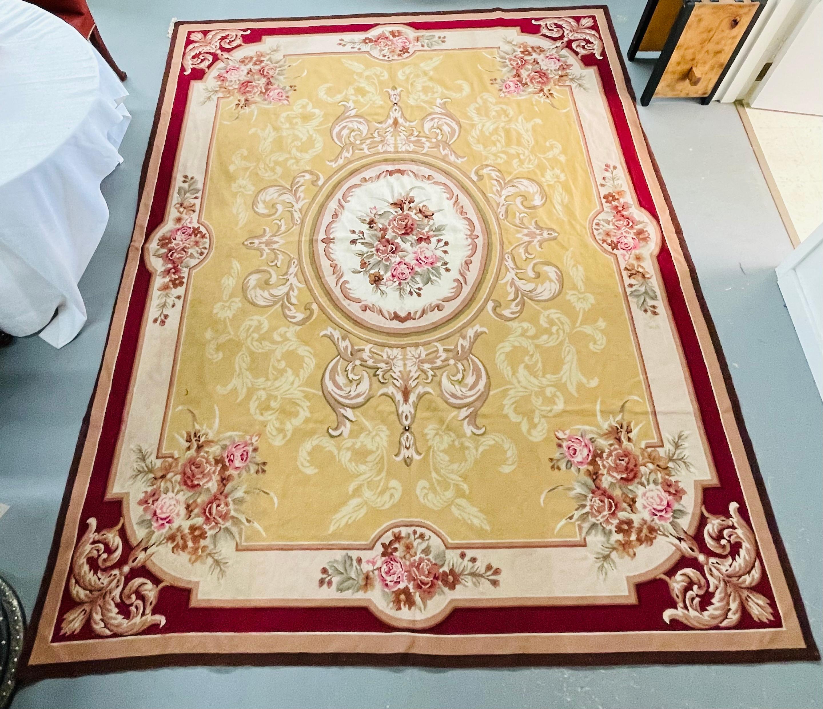 French Victorian Aubusson Style Large Needlepoint Tapestry, Carpet or Rug In Good Condition In Plainview, NY