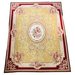 French Victorian Aubusson Style Large Needlepoint Tapestry, Carpet or Rug