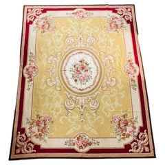 French Victorian Aubusson Style Large Needlepoint Tapestry, Carpet or Rug