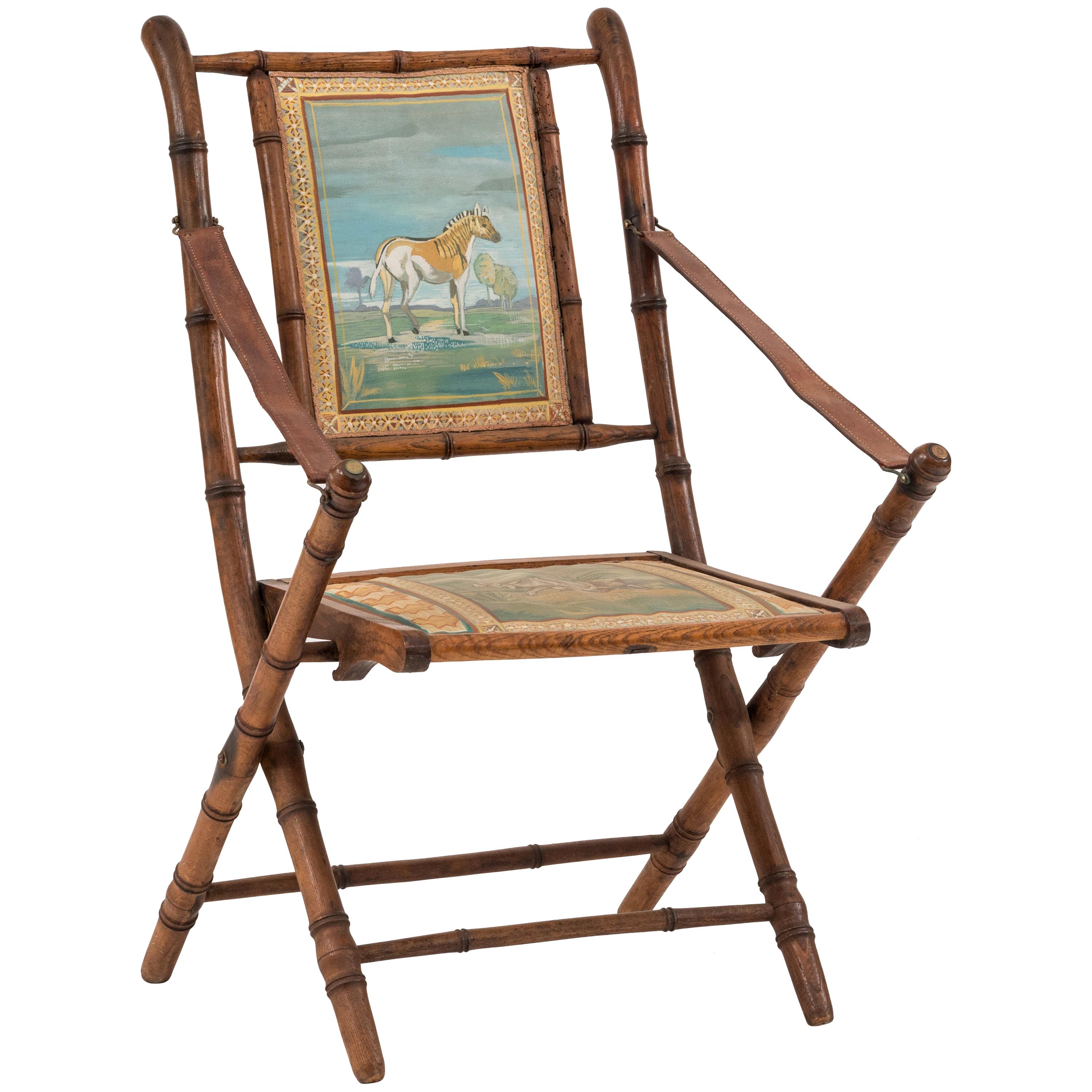 French Victorian Bamboo Armchair For Sale