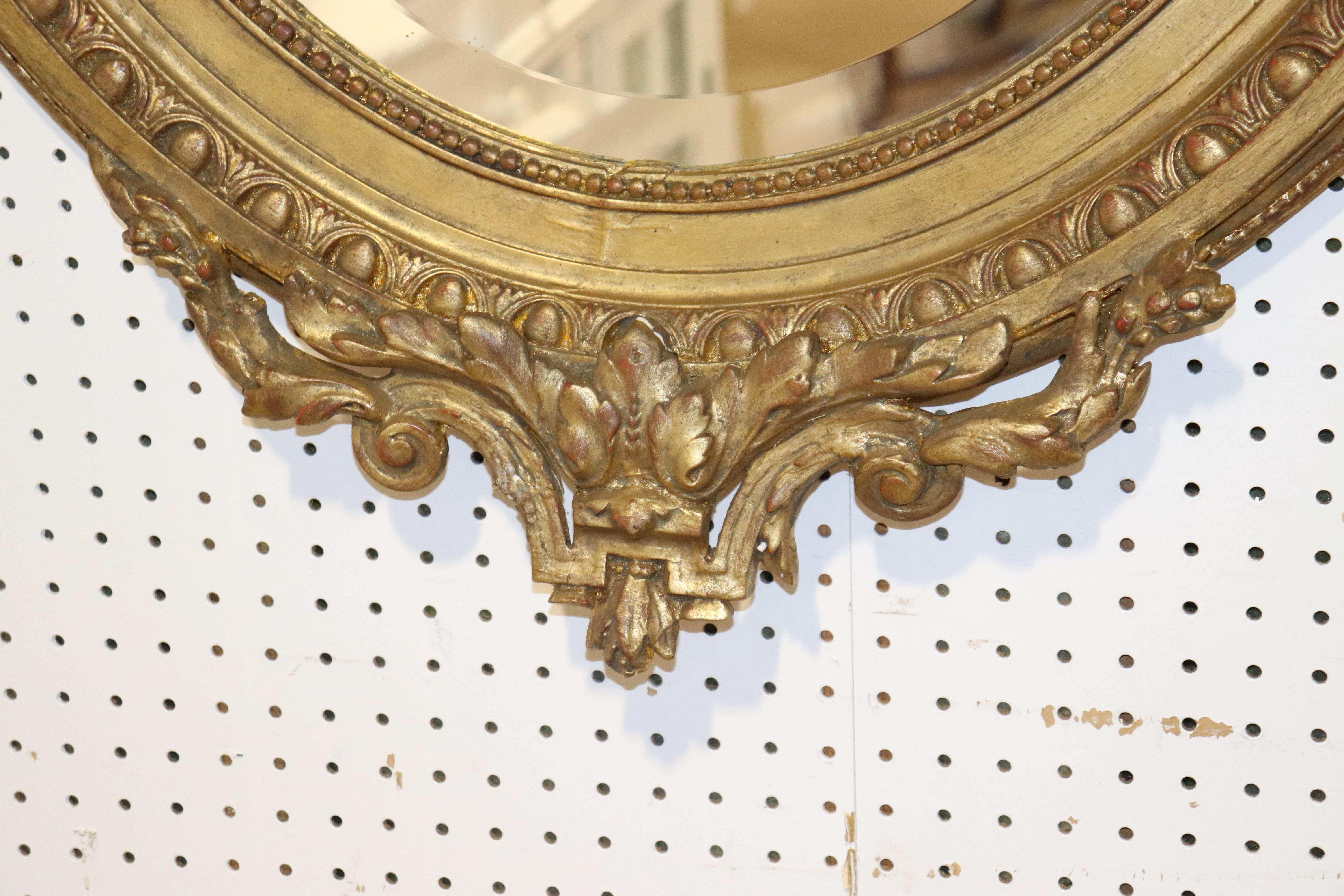 French Victorian Belle Époque Gilded Cherub Putti Oval Mirror, circa 1890 In Good Condition For Sale In Swedesboro, NJ
