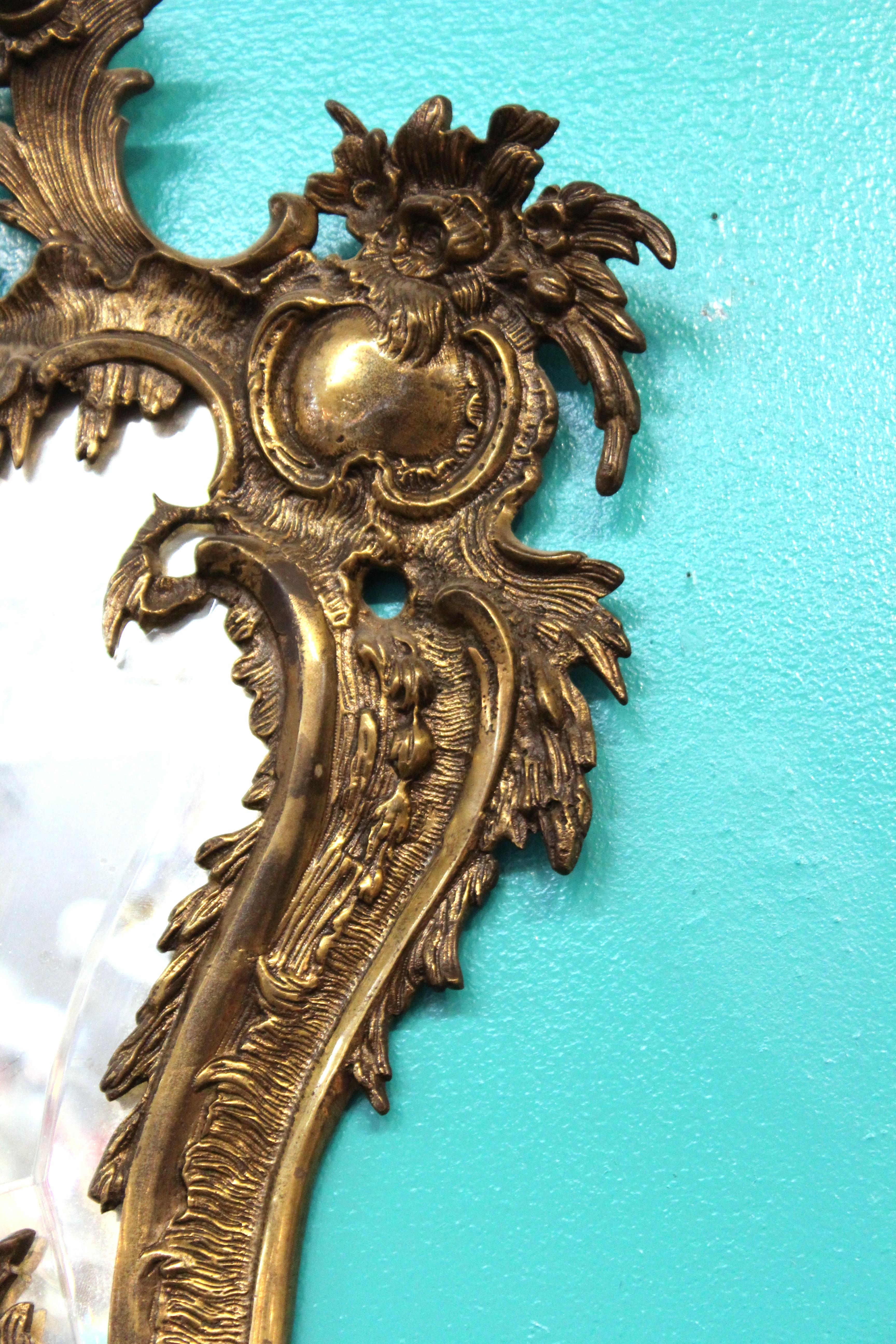 French Victorian Beveled Mirrors with Elaborate Baroque Style Bronze Frames 5