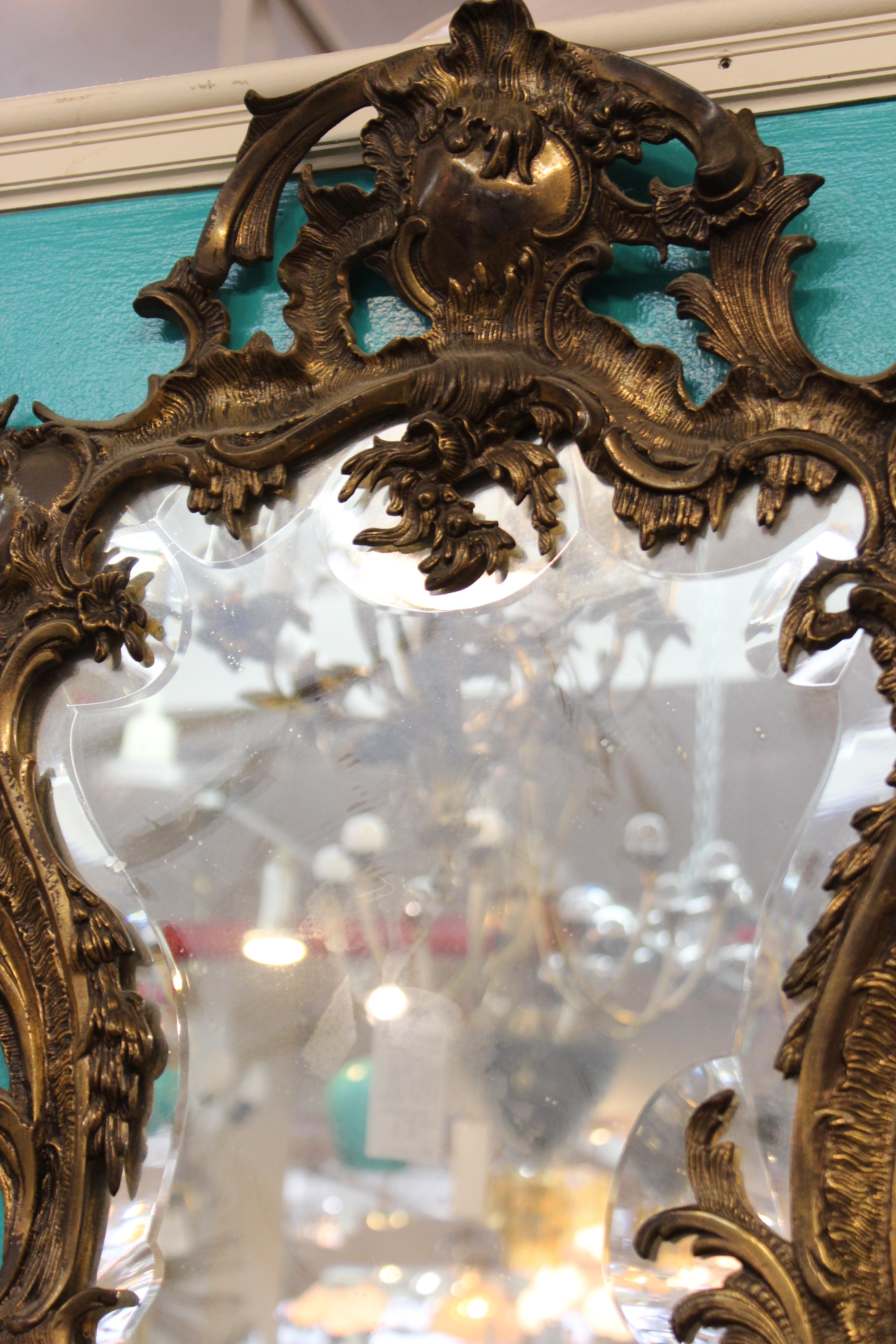 French Victorian Beveled Mirrors with Elaborate Baroque Style Bronze Frames 6