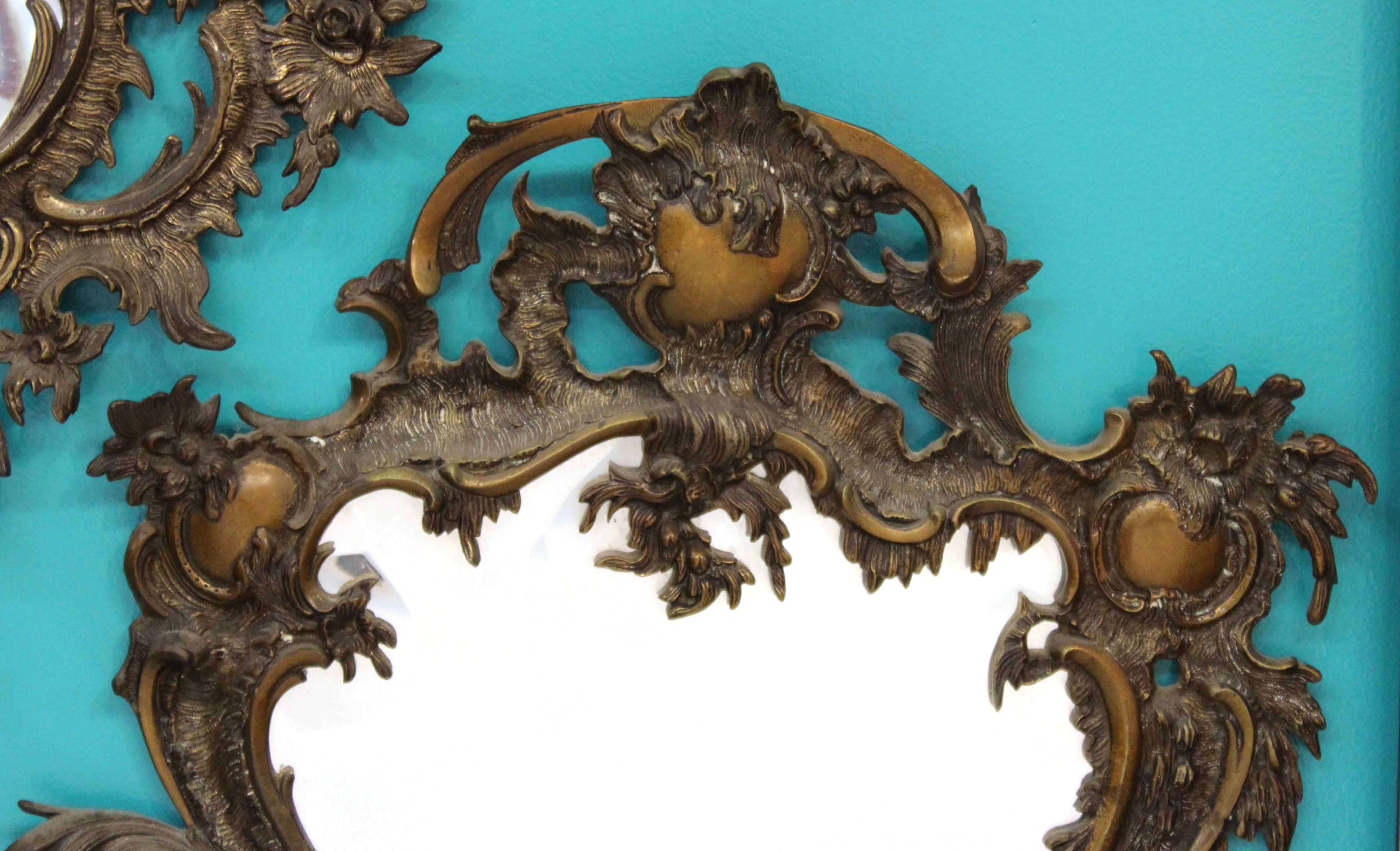 French Victorian Beveled Mirrors with Elaborate Baroque Style Bronze Frames In Good Condition In New York, NY