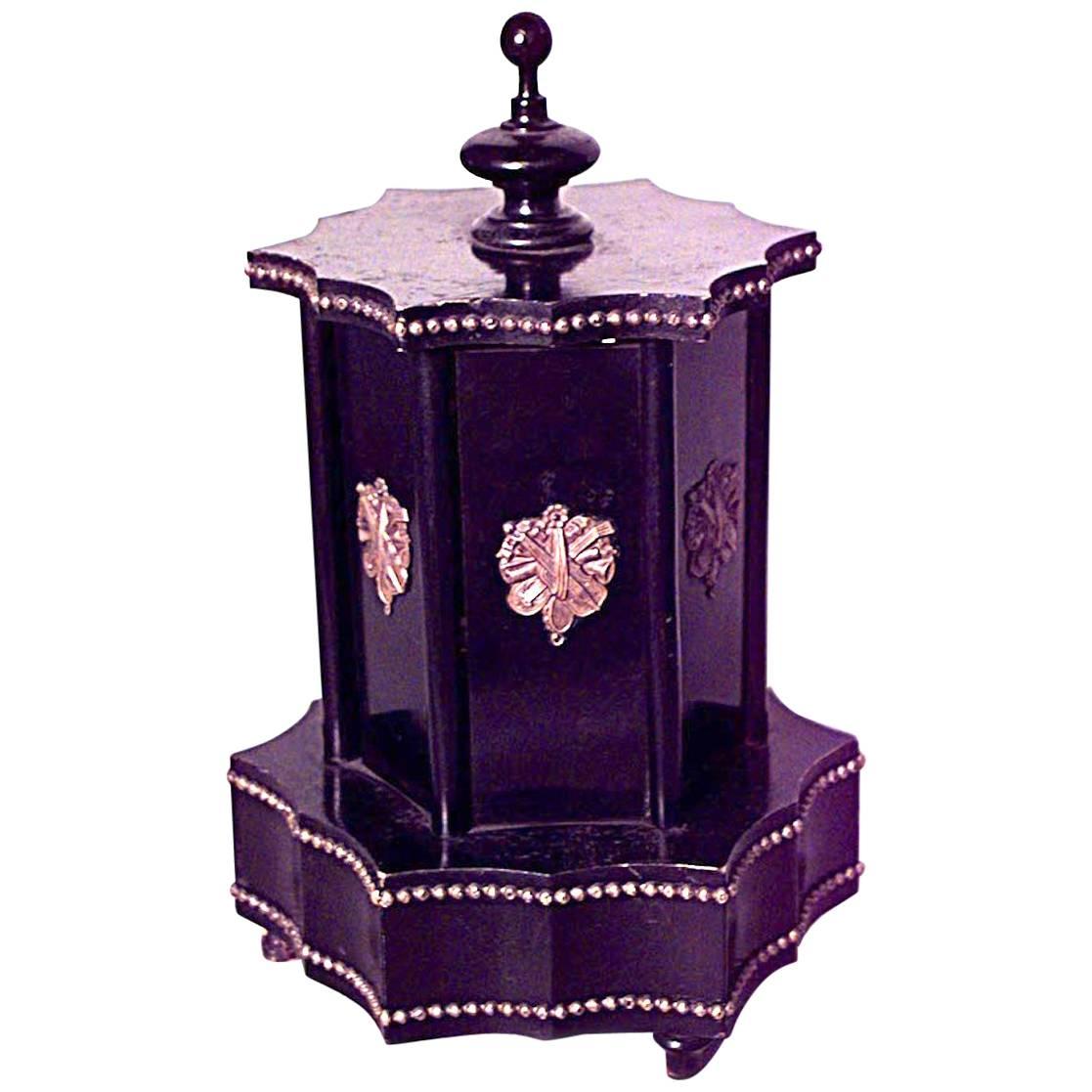 French Victorian Cigar Holder Music Box For Sale