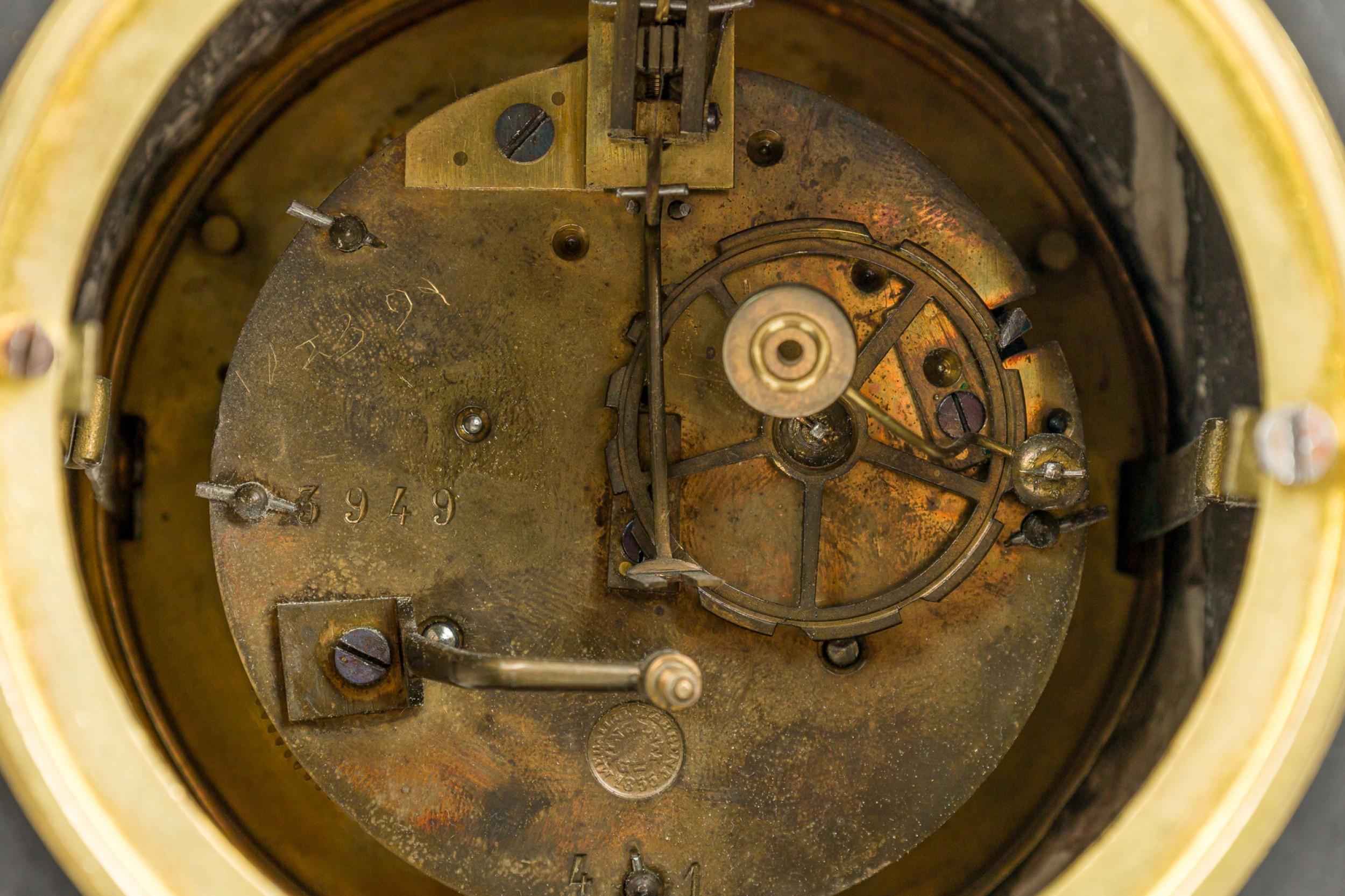 French Victorian Black Mantle Clock For Sale 8