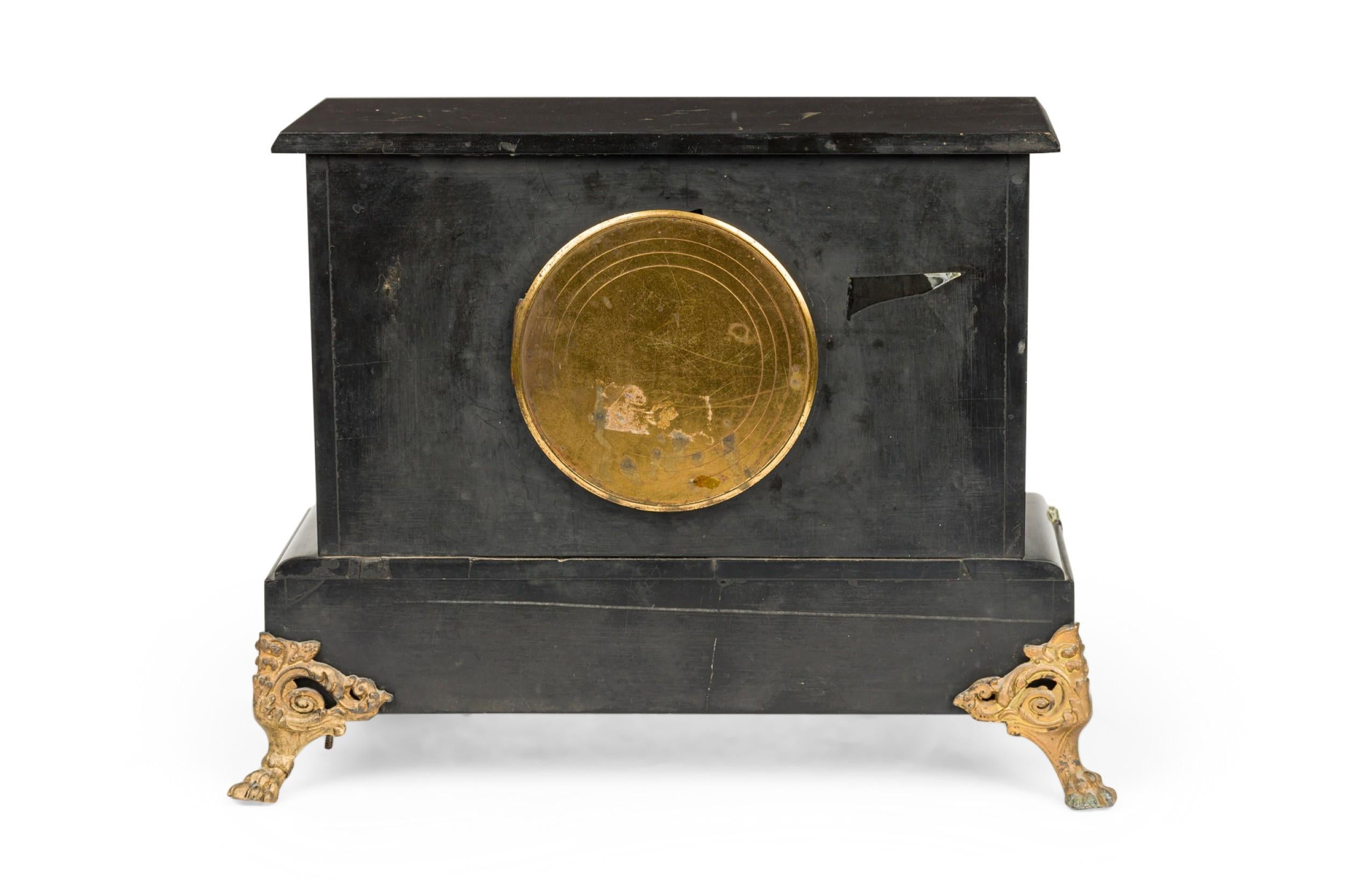 French Victorian Black Mantle Clock In Good Condition For Sale In Queens, NY