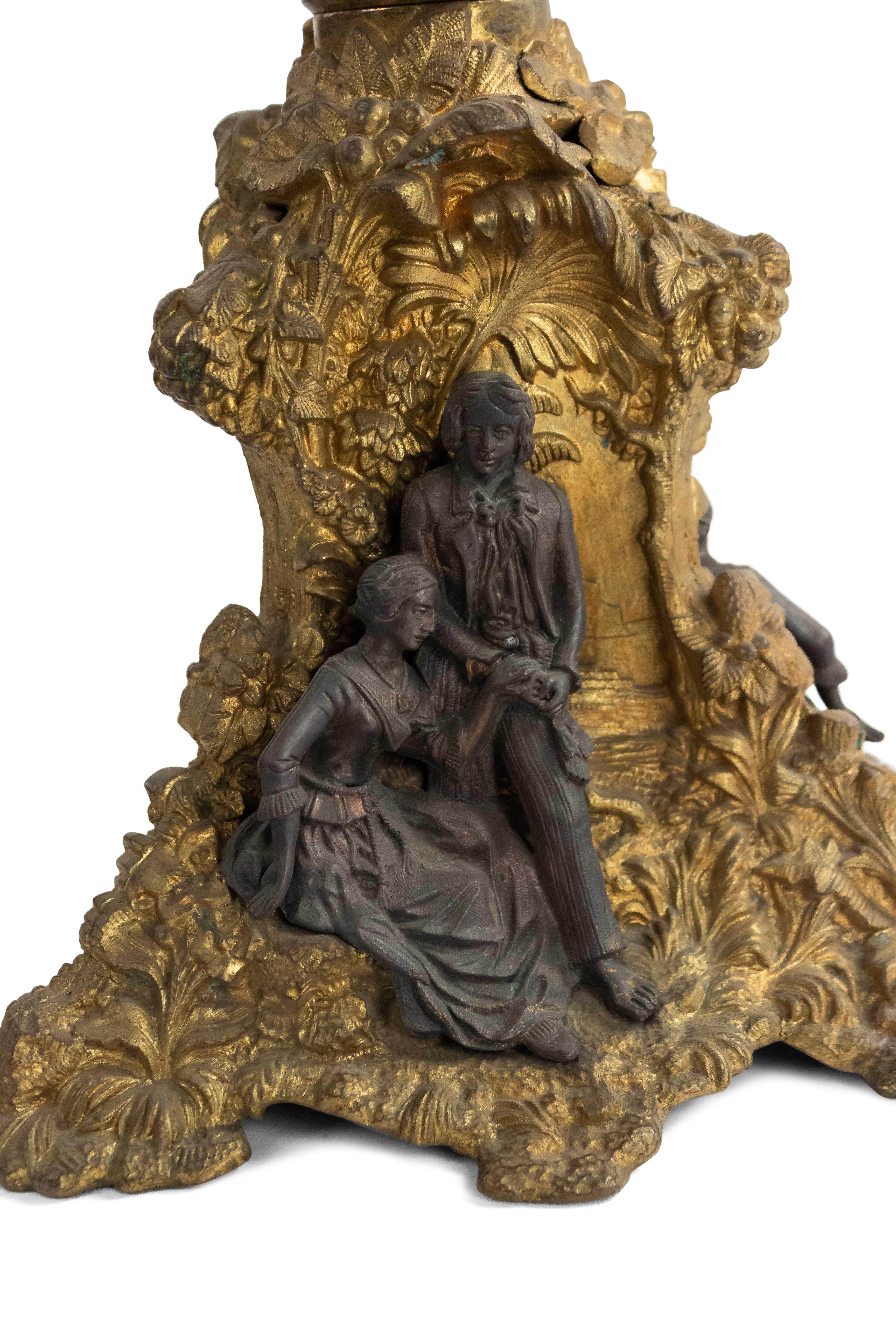 Lampe de table en verre et bronze de style victorien français 1