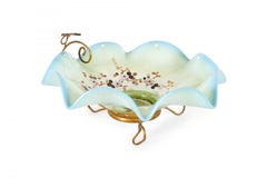 French Victorian Blue Opaline Candy Bowl