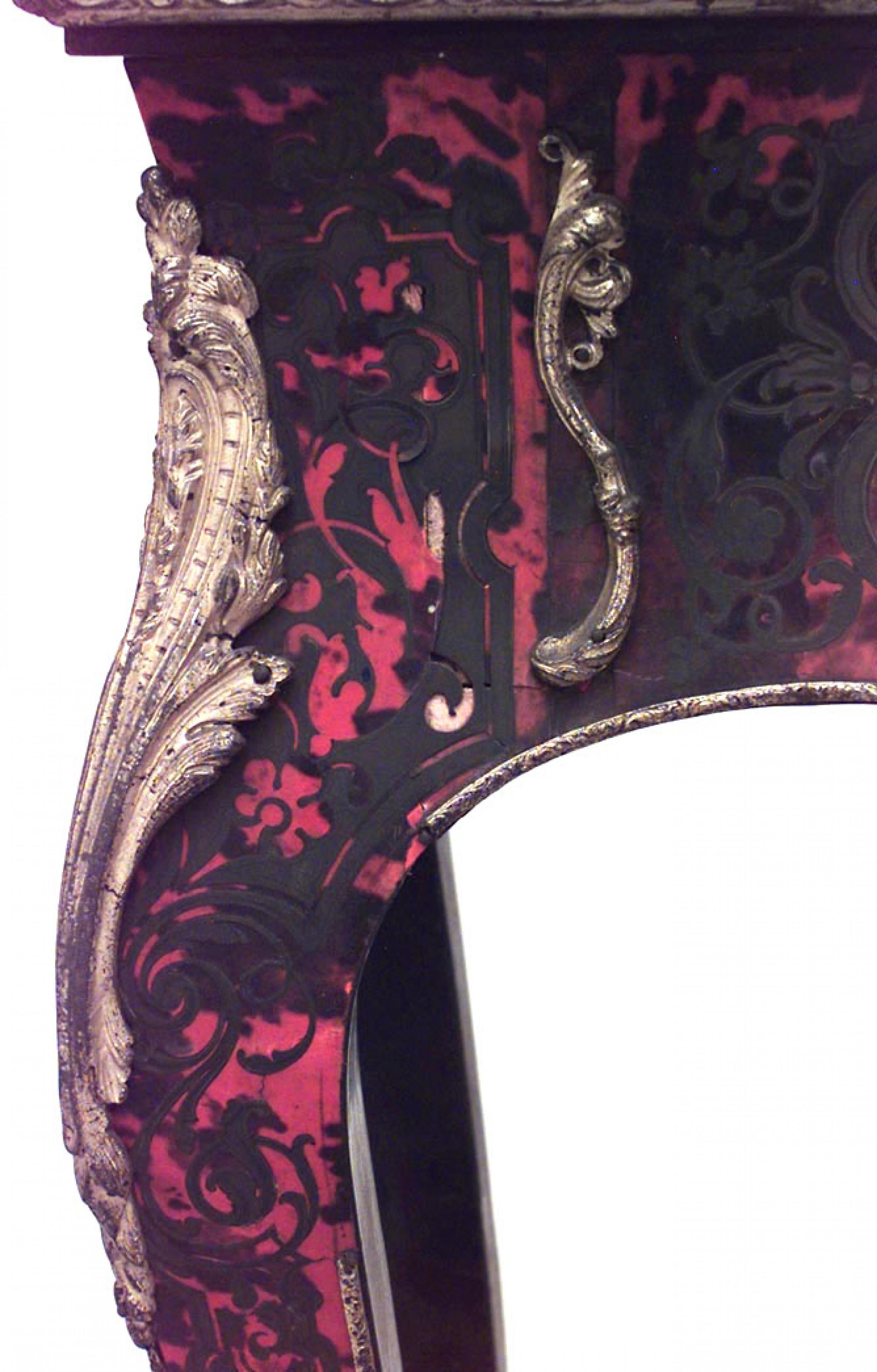 Felciera rettangolare in stile francese vittoriano Boulle intarsiata in ottone e rosso con finiture in bronzo.