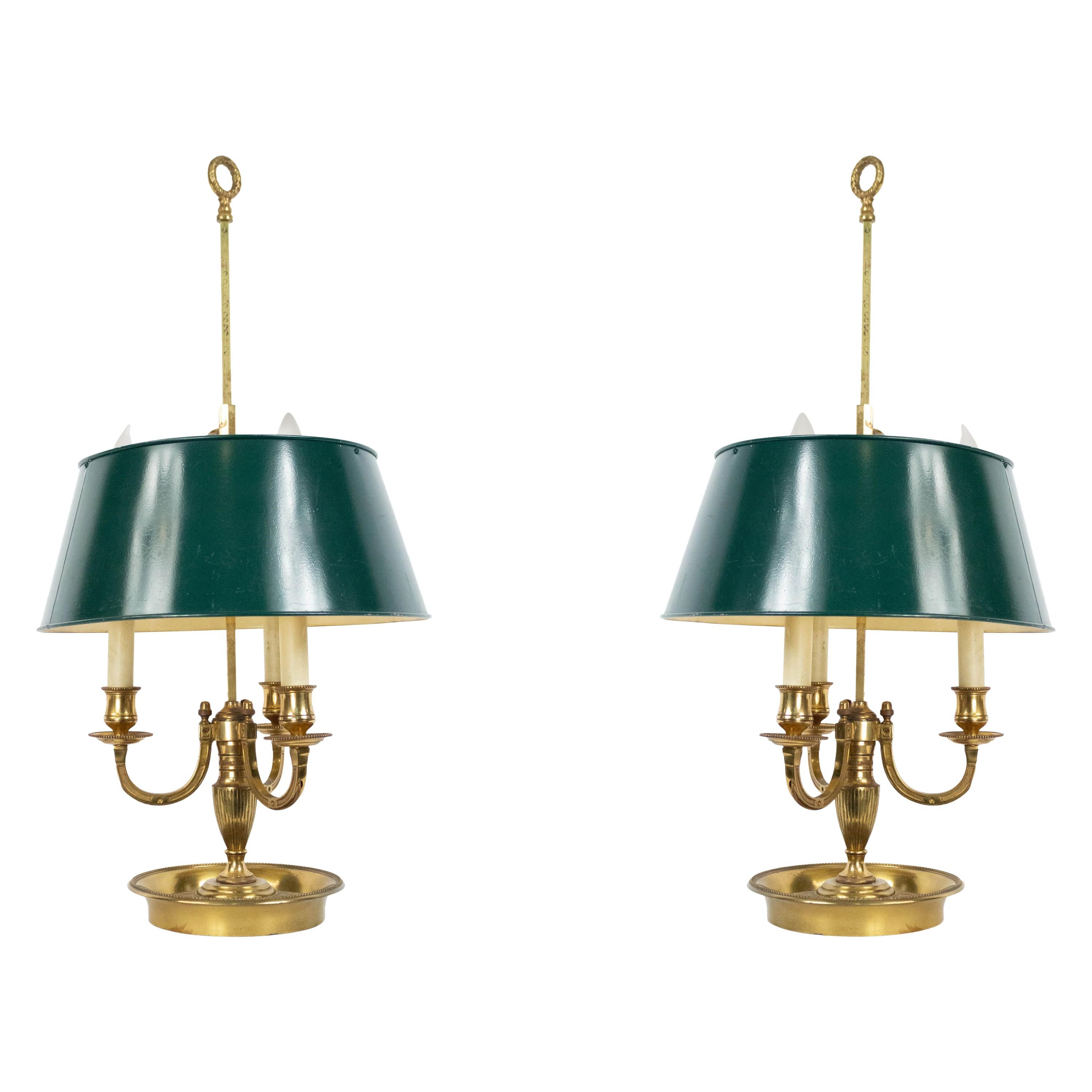French Victorian Brass and Metal Table Lamps