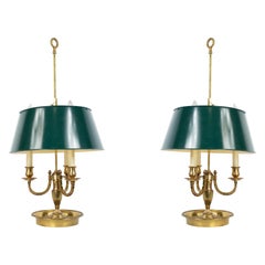 French Victorian Brass and Metal Table Lamps