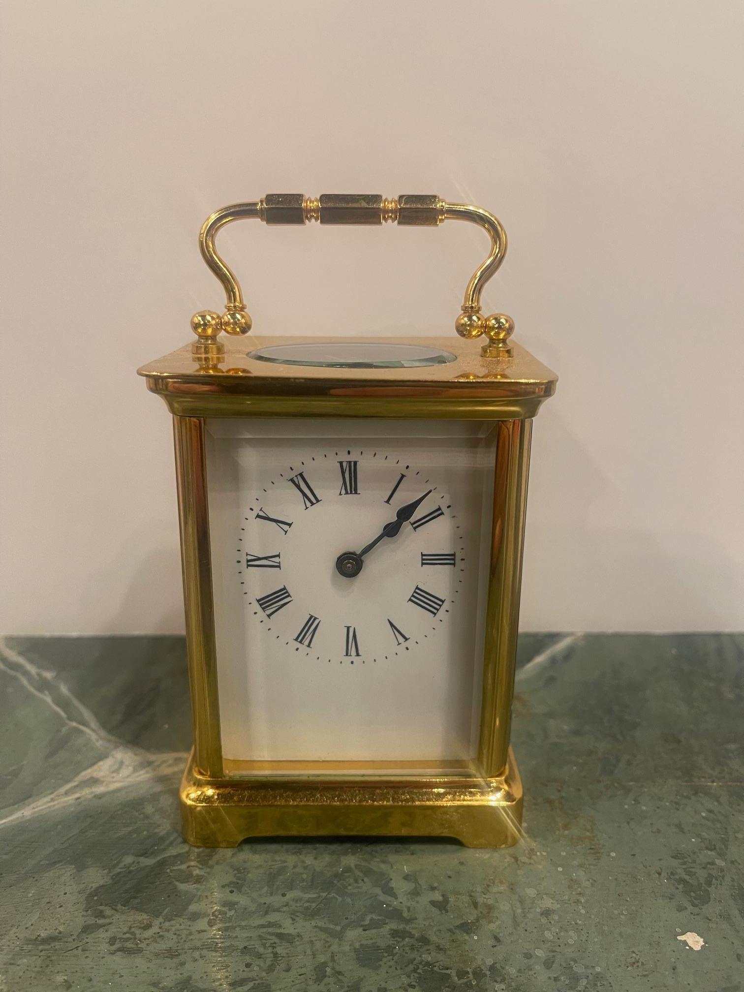 French Victorian brass carriage clock, Late 19th Century