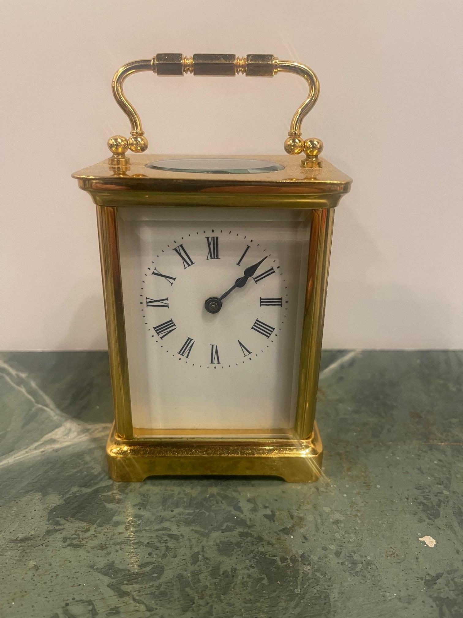 French Victorian Brass Carriage Clock, Late 19th Century In Good Condition For Sale In Savannah, GA