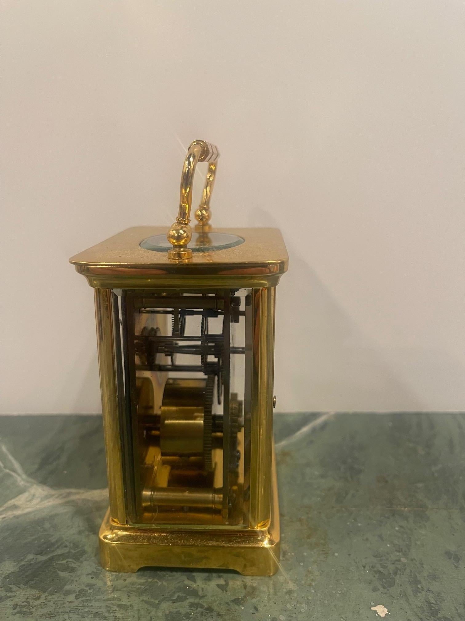 French Victorian Brass Carriage Clock, Late 19th Century For Sale 3