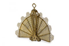 French Victorian Brass Fan Fire Screen