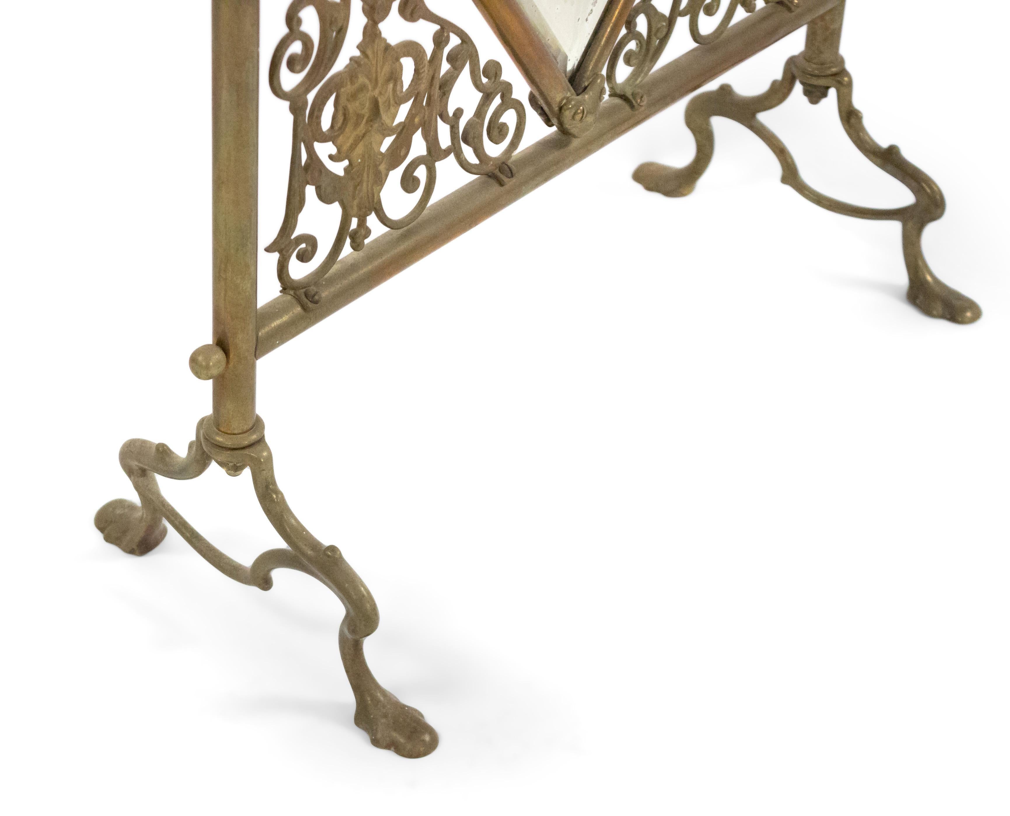 19th Century French Victorian Brass Fire Screen For Sale