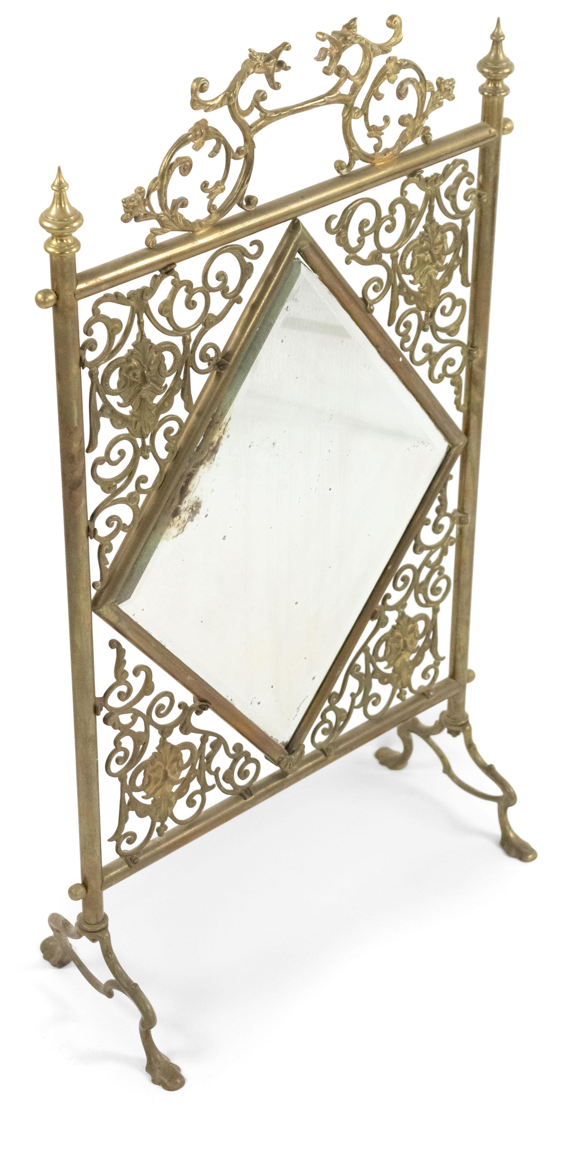 French Victorian Brass Fire Screen For Sale 1