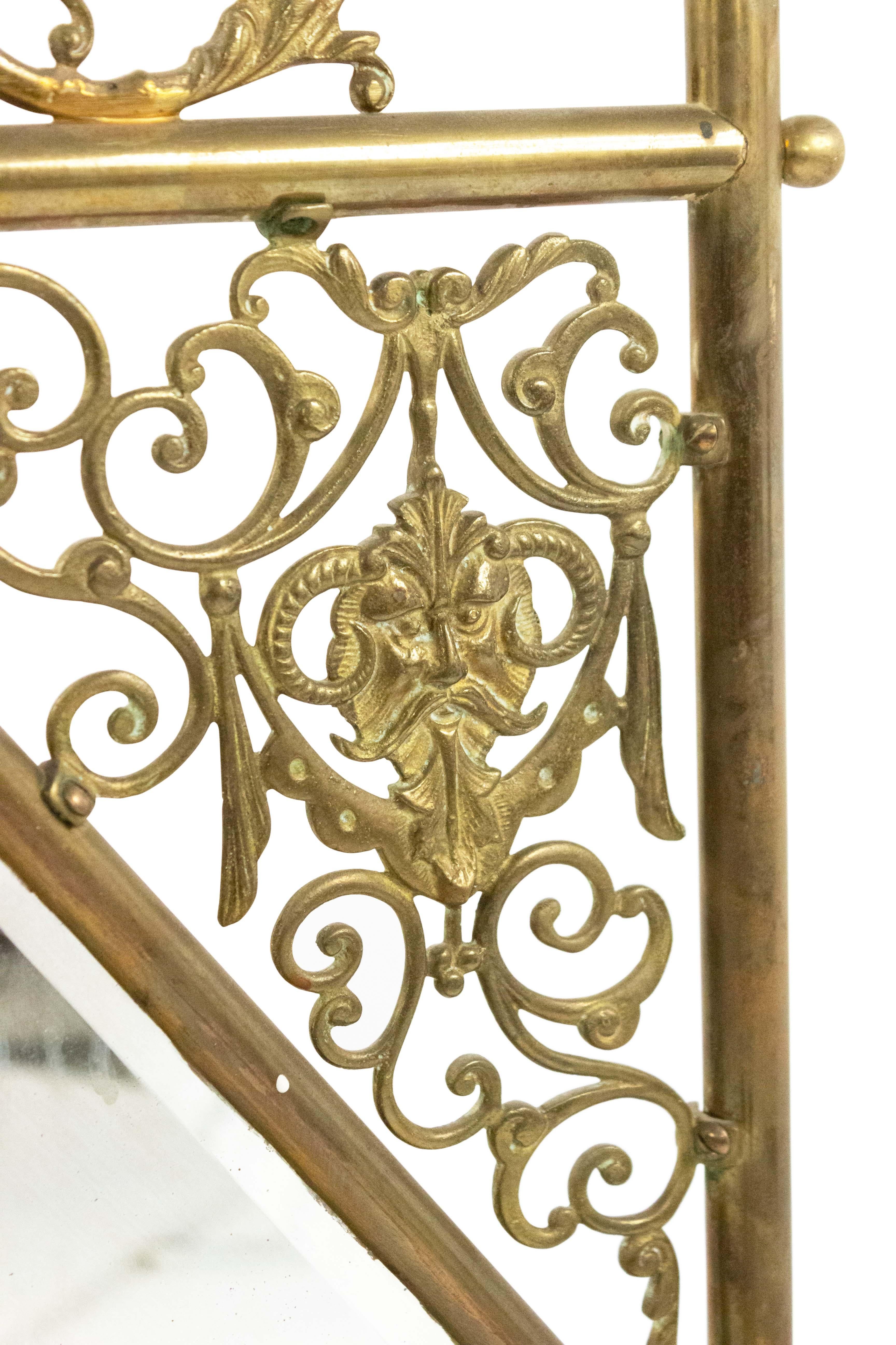 French Victorian Brass Fire Screen For Sale 2