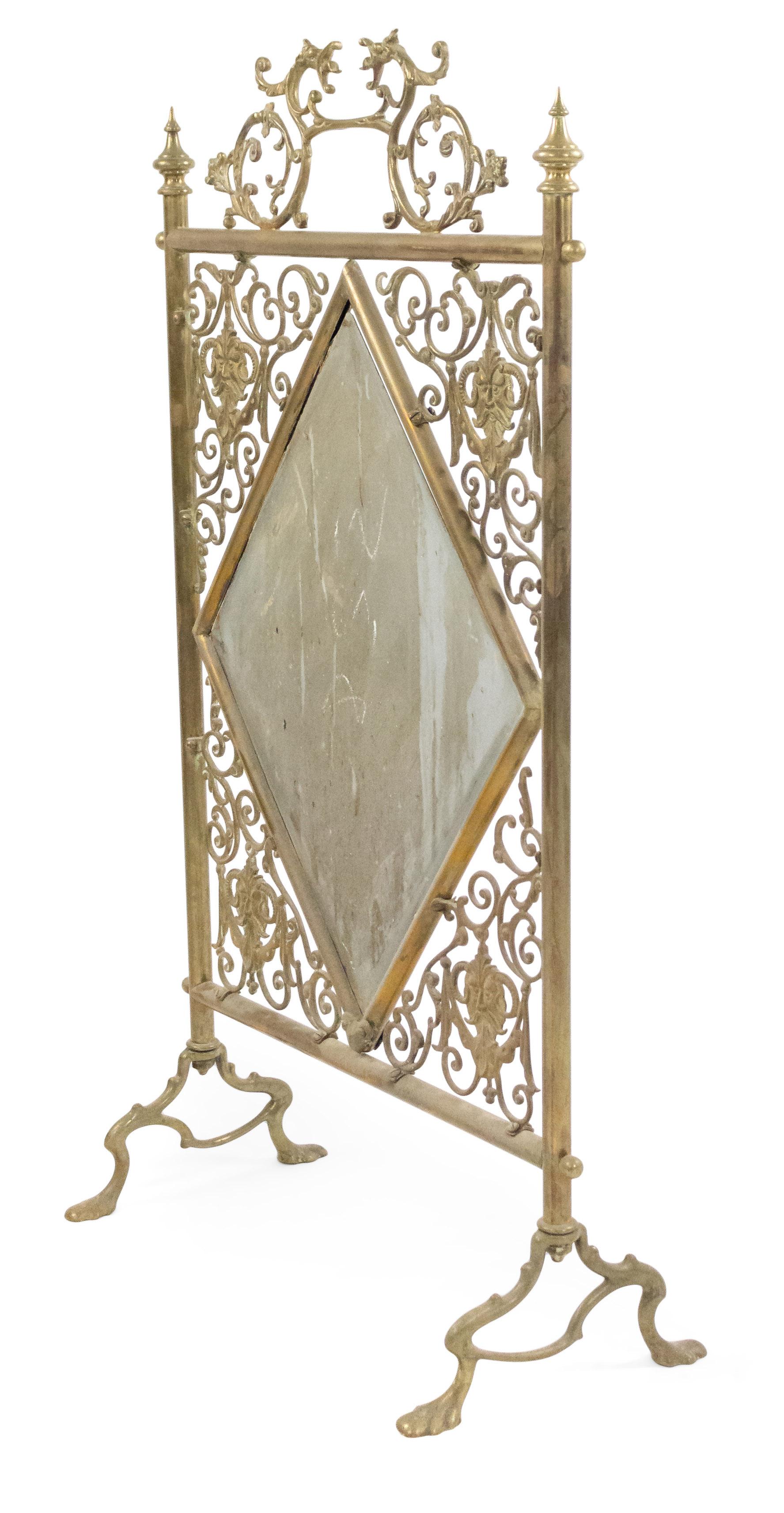 French Victorian Brass Fire Screen For Sale 4