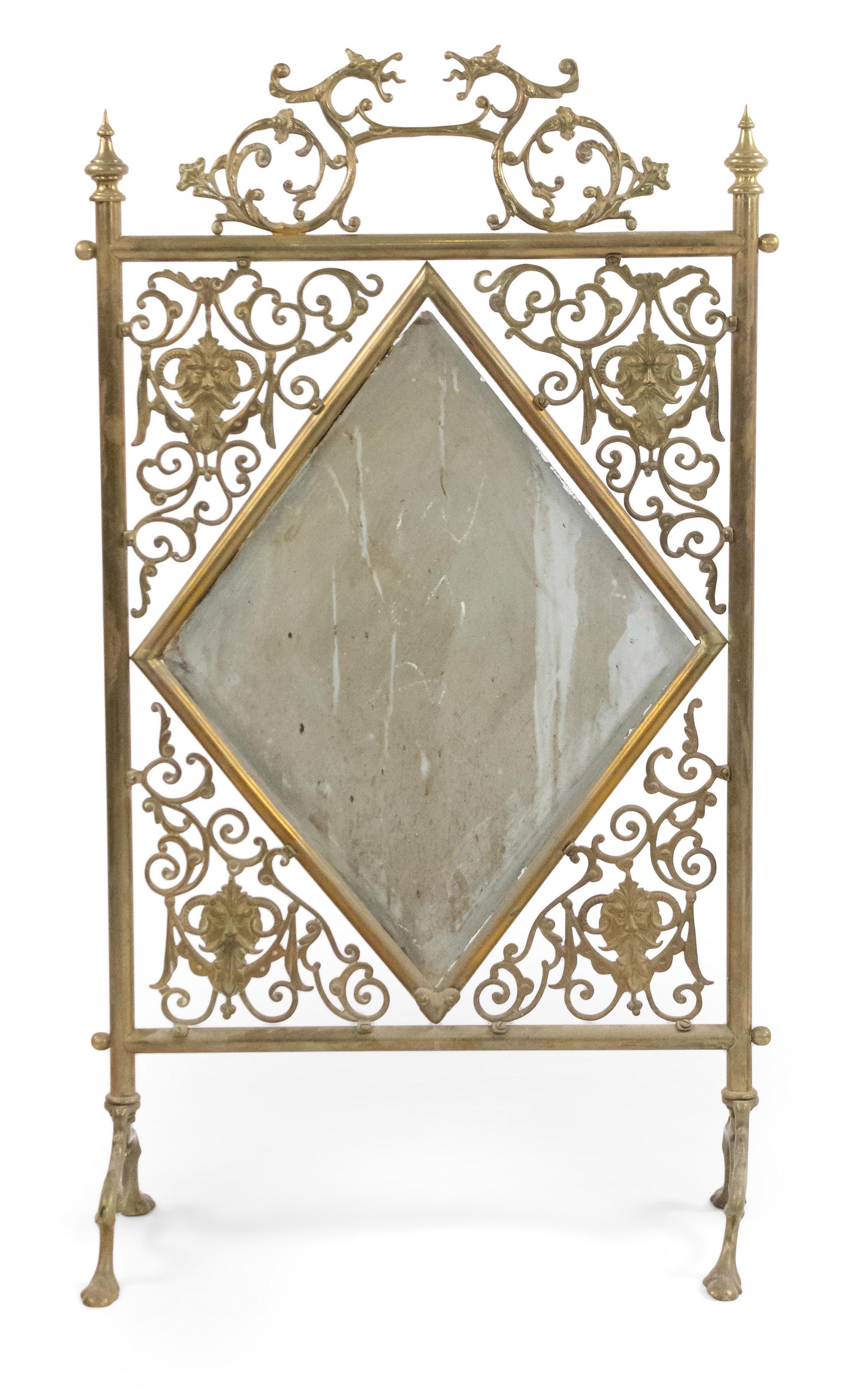 French Victorian Brass Fire Screen For Sale 5