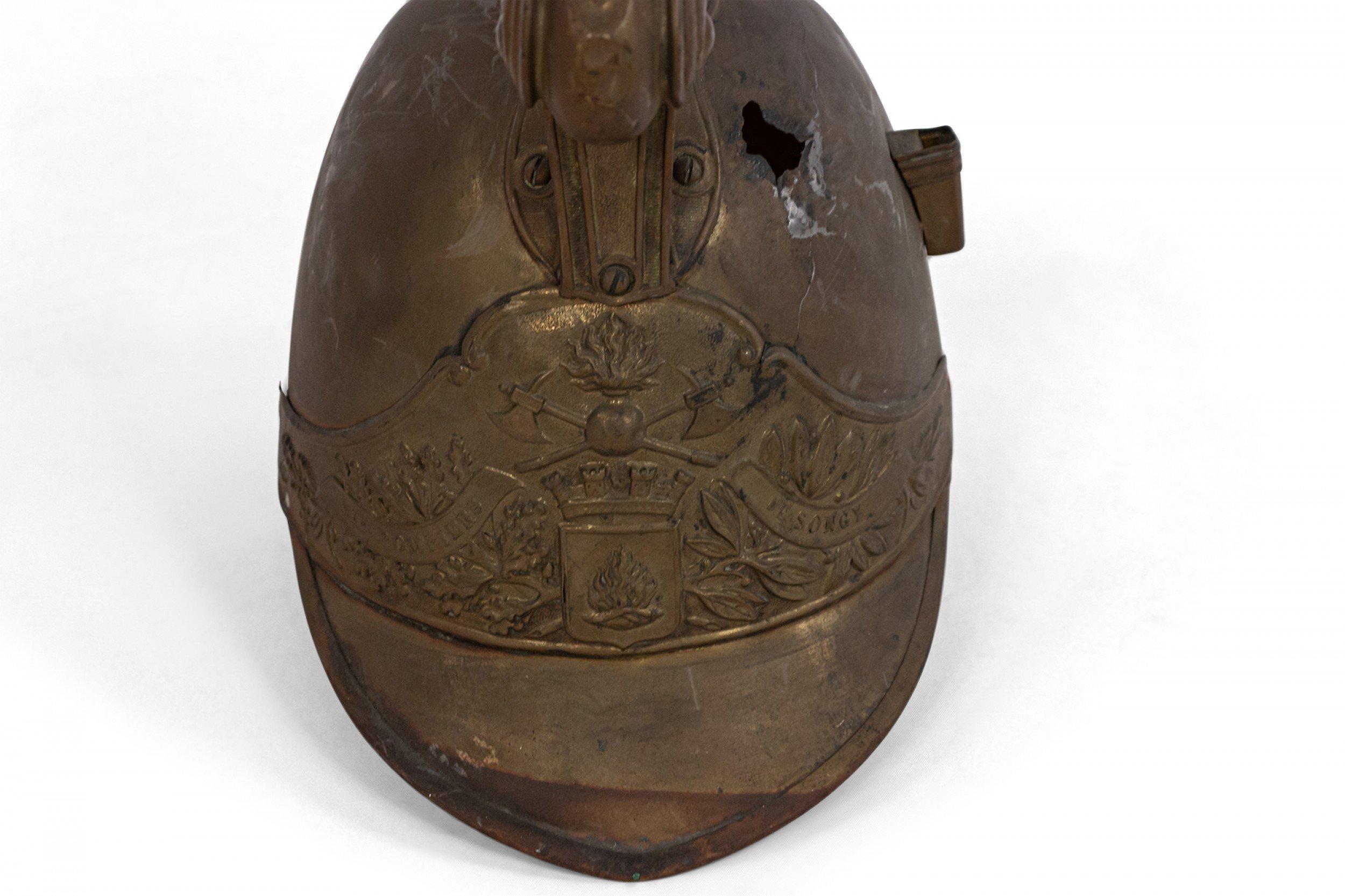 French Victorian Brass Fireman's Helmets In Good Condition For Sale In New York, NY