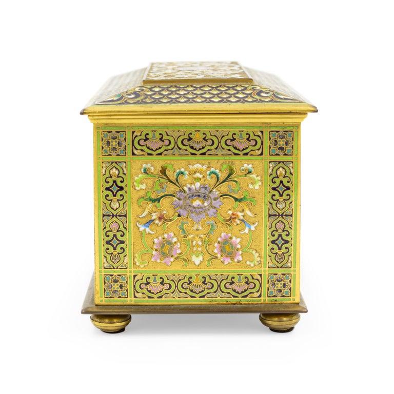 French Victorian Bronze and Enamel Box For Sale at 1stDibs
