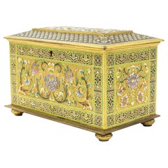 Boîte victorienne française en bronze et émail
