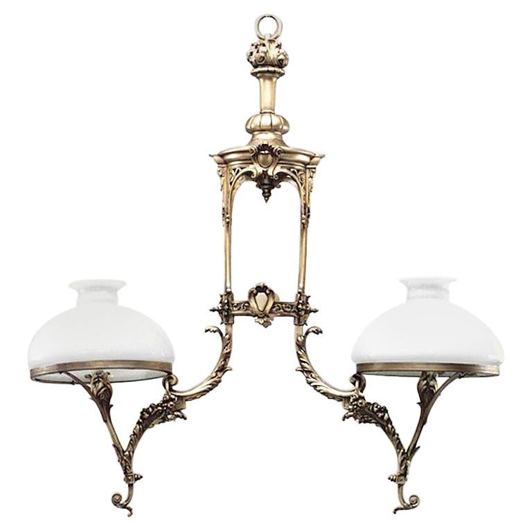 Billiard-Leuchte aus Bronze mit Schnörkeln aus der viktorianischen Zeit im Angebot
