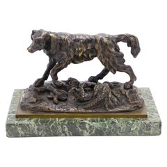 French Victorian Bronze Dog Figure