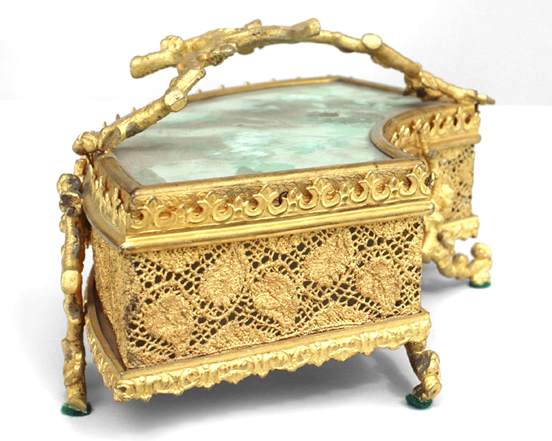 French Victorian Bronze Dore Fan Box In Good Condition For Sale In Queens, NY