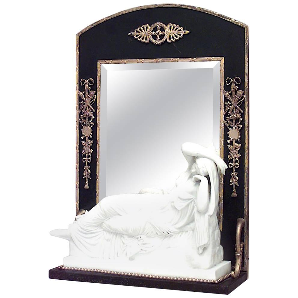 French Victorian Bronze Doré Trimmed Dressing Table Mirror For Sale