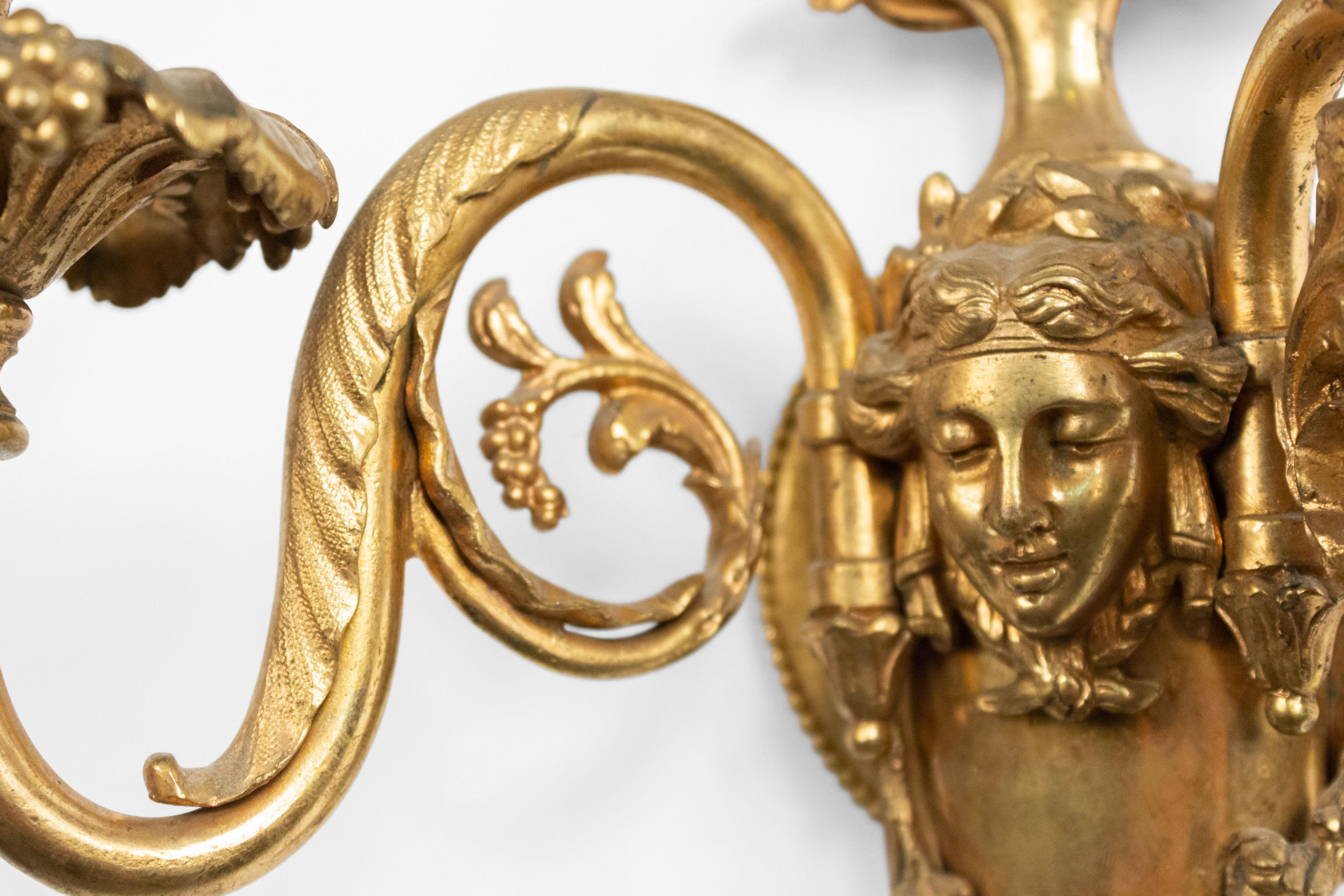 French Victorian Bronze Dore Wall Sconces In Good Condition For Sale In New York, NY