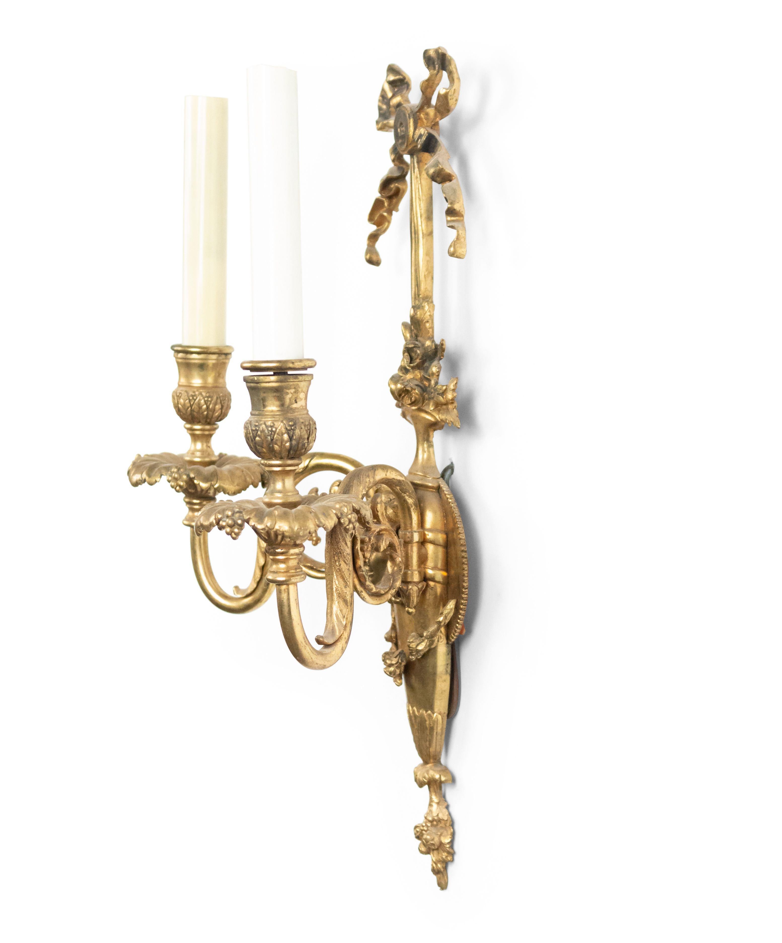 French Victorian Bronze Dore Wall Sconces For Sale 1