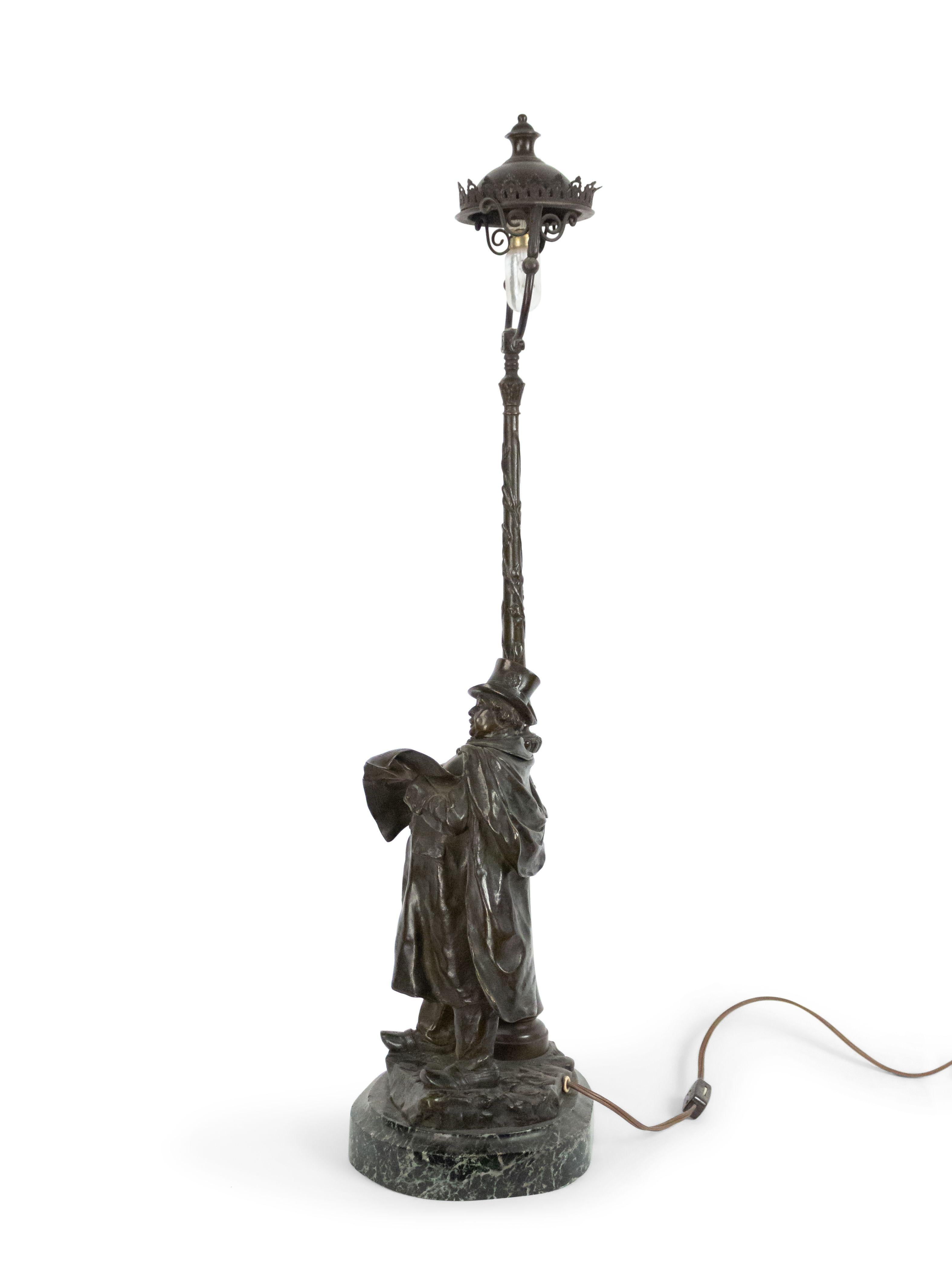 19th Century French Victorian Bronze Figural Table Lamp For Sale