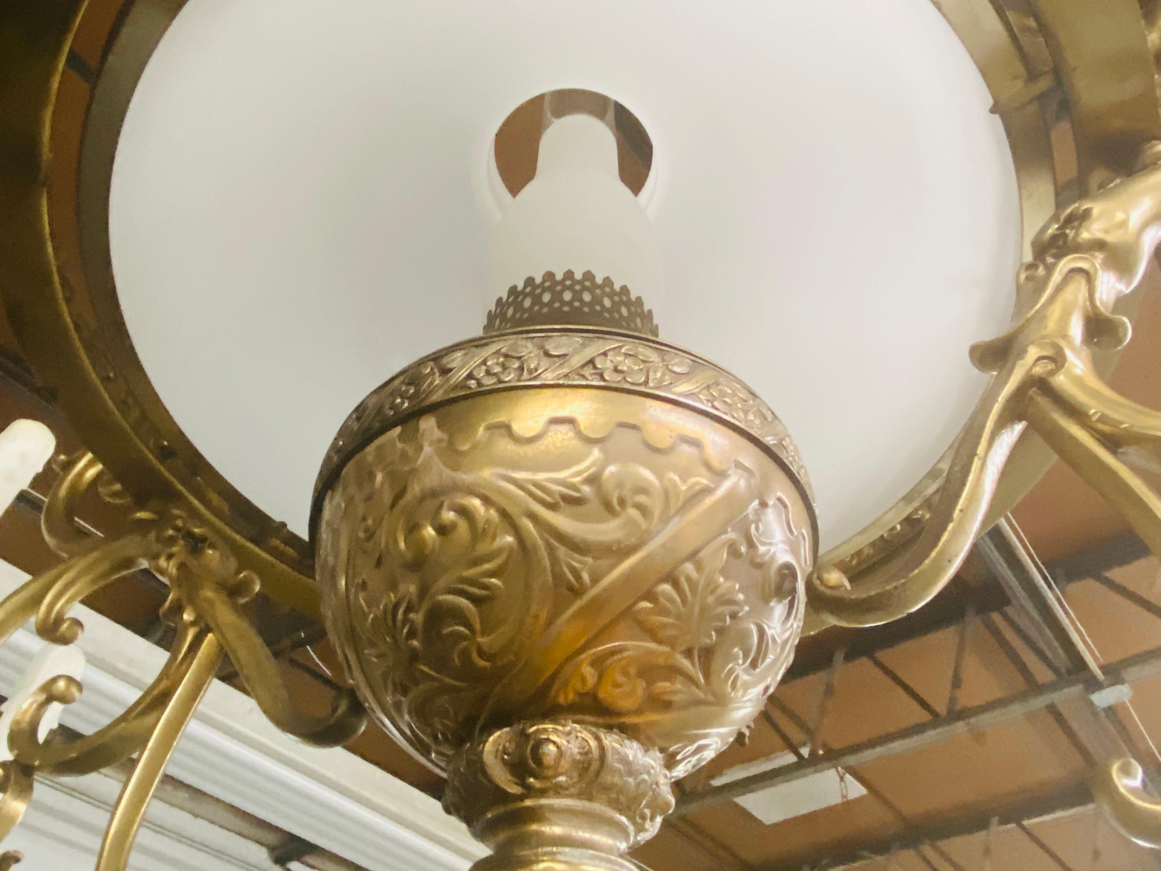 French Victorian Bronze Gas Light Chandelier 3